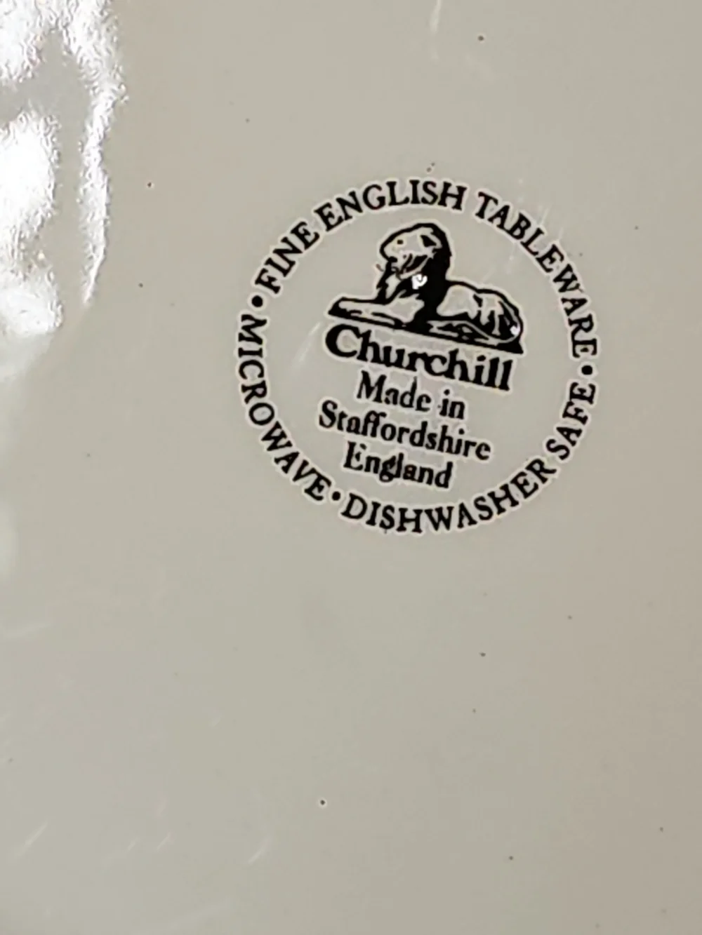 White Ceramic Dinner Plates with Blue Floral Border Made In ENGLAND